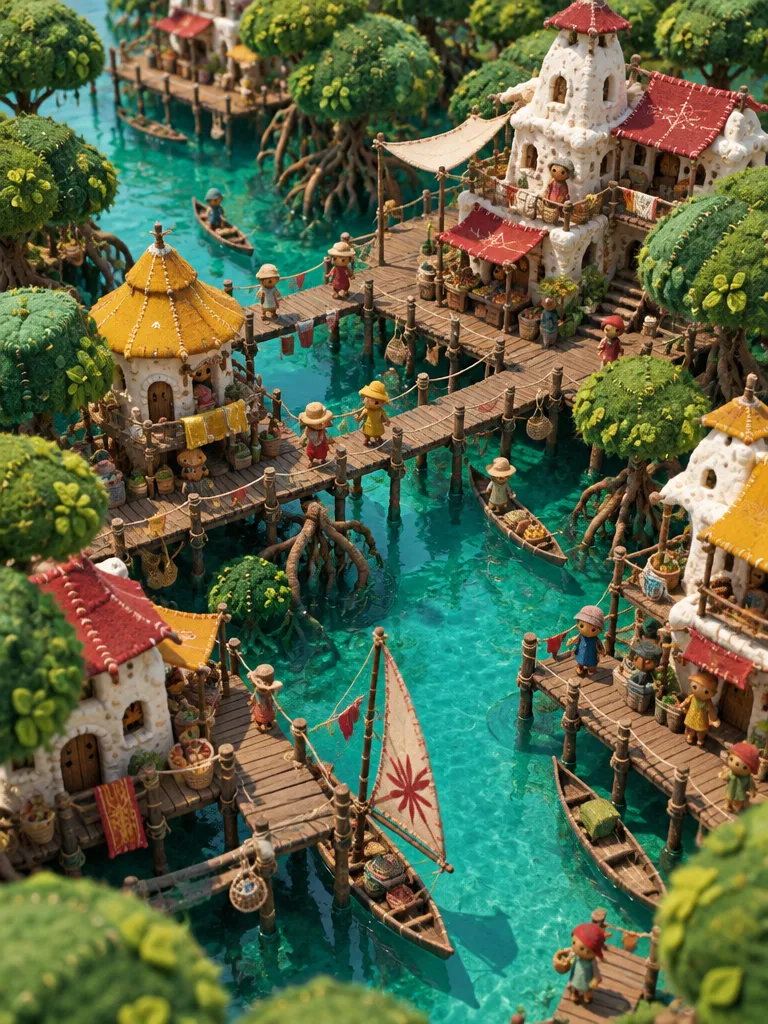 Mangrove Reach: rumah panggung di antara pohon bakau flanel dan titian papan.